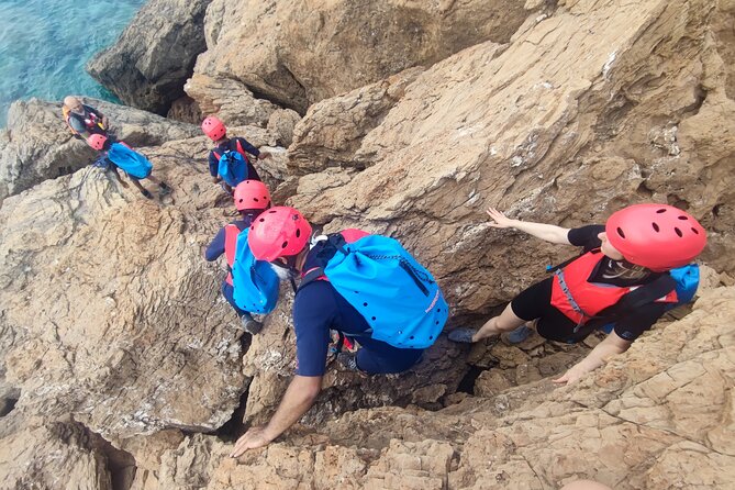 3-Hour Small Group Coasteering in Sounio - The gear setup: wetsuit, helmet, life vest, plus snorkeling kit