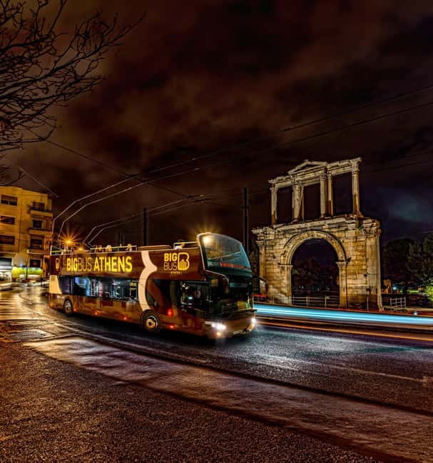 Athens: Big Bus Live-Guided Night Tour by Open-Top Bus - First Look at Athens From Stop 6: Parliament at Dusk