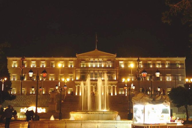 Athens Night Sightseeing Tour with Greek Dinner Show - Stop at the Acropolis: quick Parthenon photos after dark