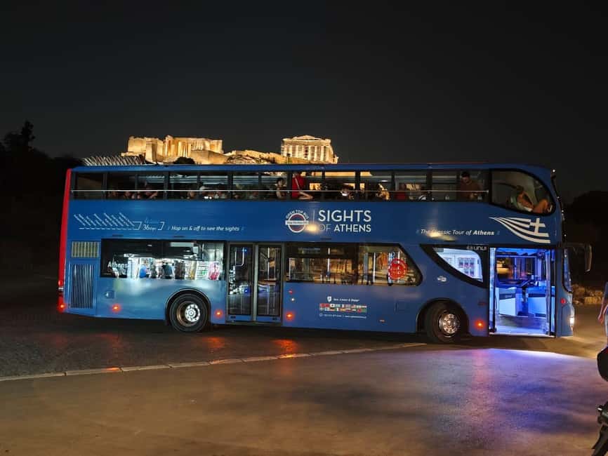 Athens panoramic tour by night with open double decker bus - Open Double-Decker Comfort: High Views, Cool Air, and Ready Seating