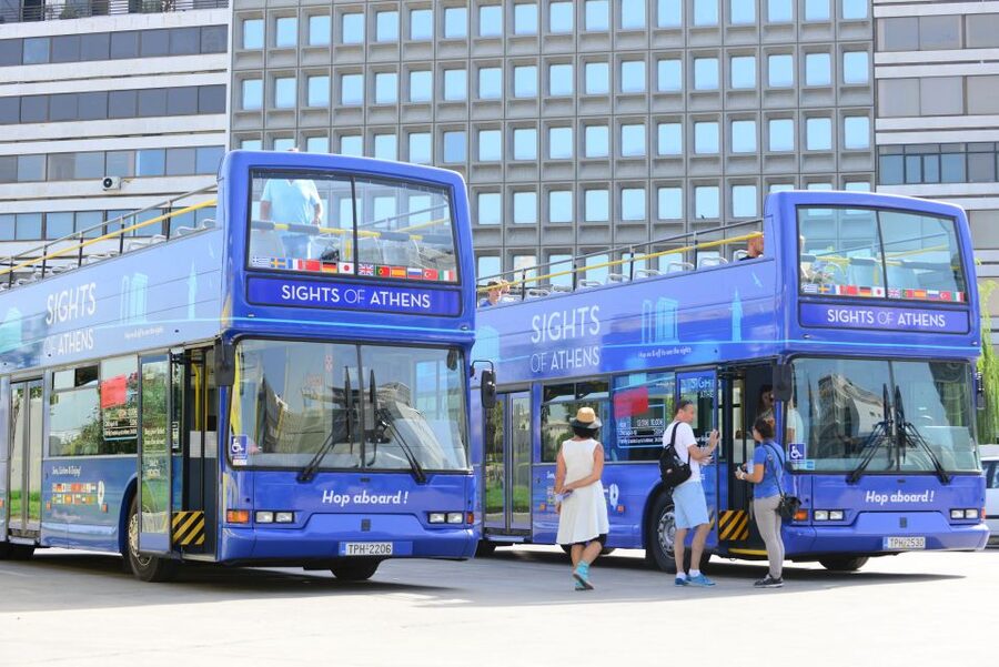Athens, Piraeus, and Coastline: Blue Hop-On Hop-Off Bus - Orange Line: your day of Athens icons, Plaka streets, and major landmarks