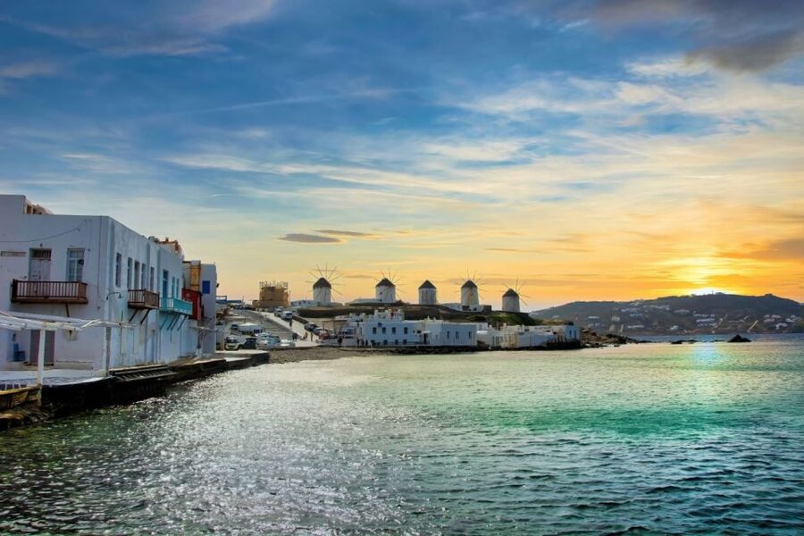 From Athens: 2-Day Santorini and Mykonos Trip - Mykonos Town walks, designer streets, and seafood pauses