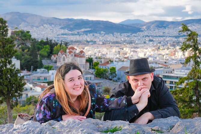 Photoshoot Love Story in Athens - Snow-White Steps and the Panoramic Viewpoint