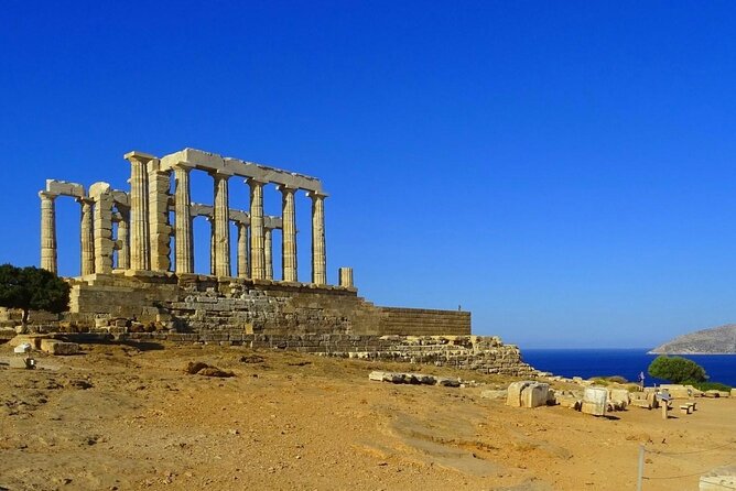 Private Tour with the Best Sunset at Sounion and Vouliagmeni Lake - Temple of Poseidon at Cape Sounion in golden hour light