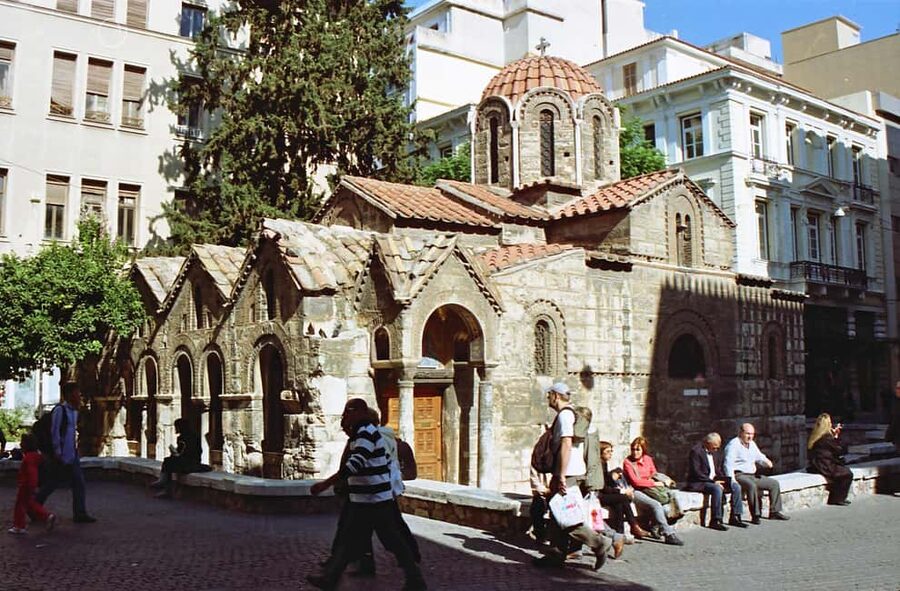 Sacred Athens: Byzantine Churches Walking Tour - Walking out into Ermou Street: Panagia Kapnikarea in the middle of modern commerce