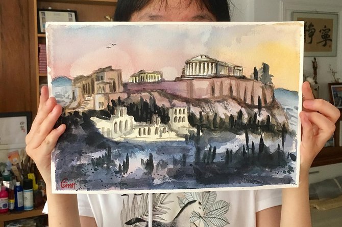 workshop for painting acropolis/landscape with local artist - Watercolor Techniques: Washes, Wet-on-Wet, Layering, Texture